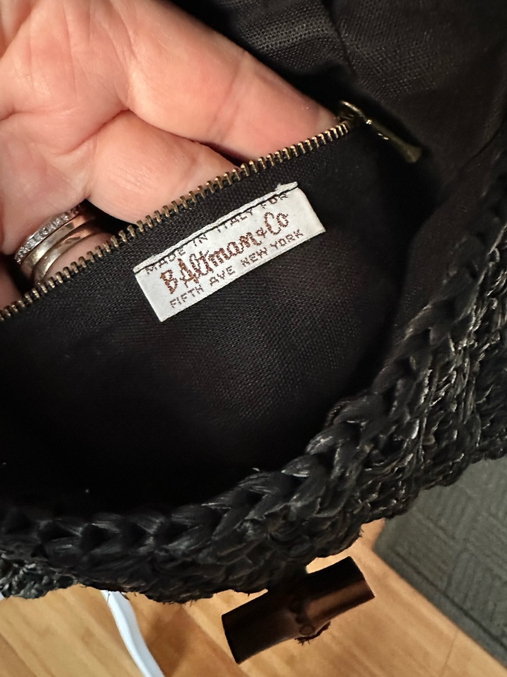 B. ALTMAN Vintage Black Crochet Crossbody Bag Quiet Luxury Shoulder Woven Purse - Picture 7 of 8
